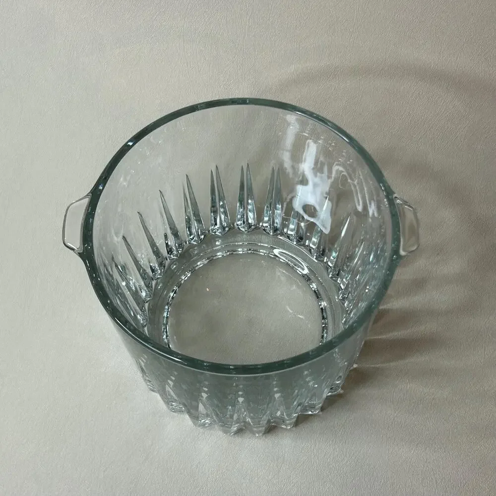 Vintage Crisa Kristalino Glass Ice Bucket, Mid Century Modern Barware
